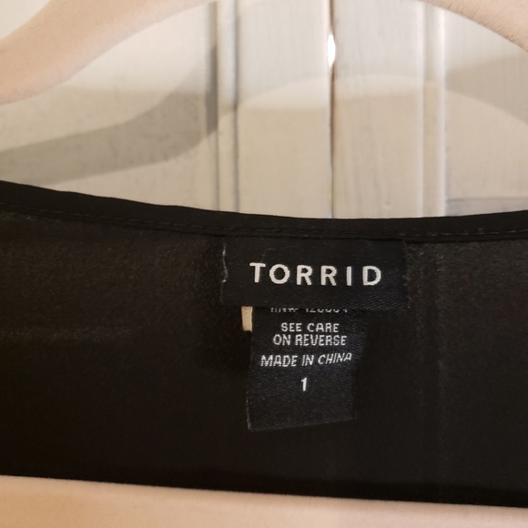 Torrid Black Blouse Sheer Asymmetrical with Studs - Picture 3 of 3